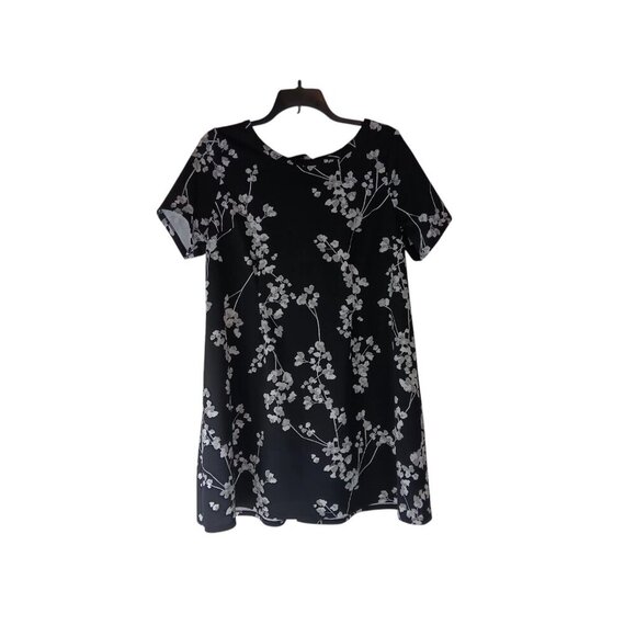 Lane Bryant Womens A-Line Dress Black Floral Stretch Short Sleeve Casual 18/20 - Picture 1 of 10